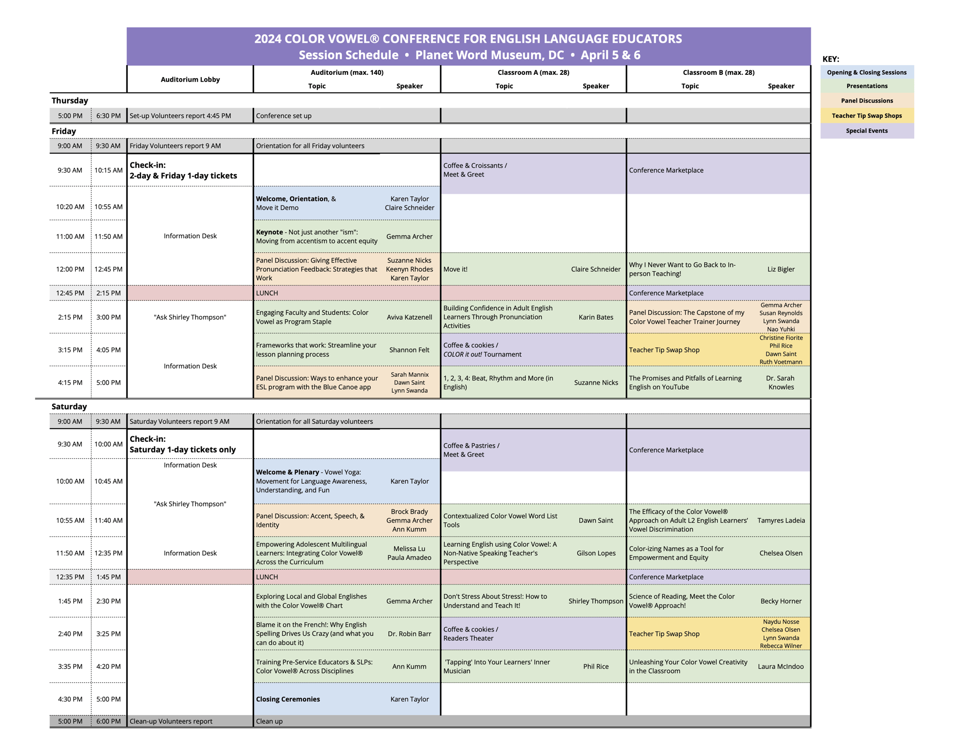 2024 Color Vowel® Conference Schedule - Final